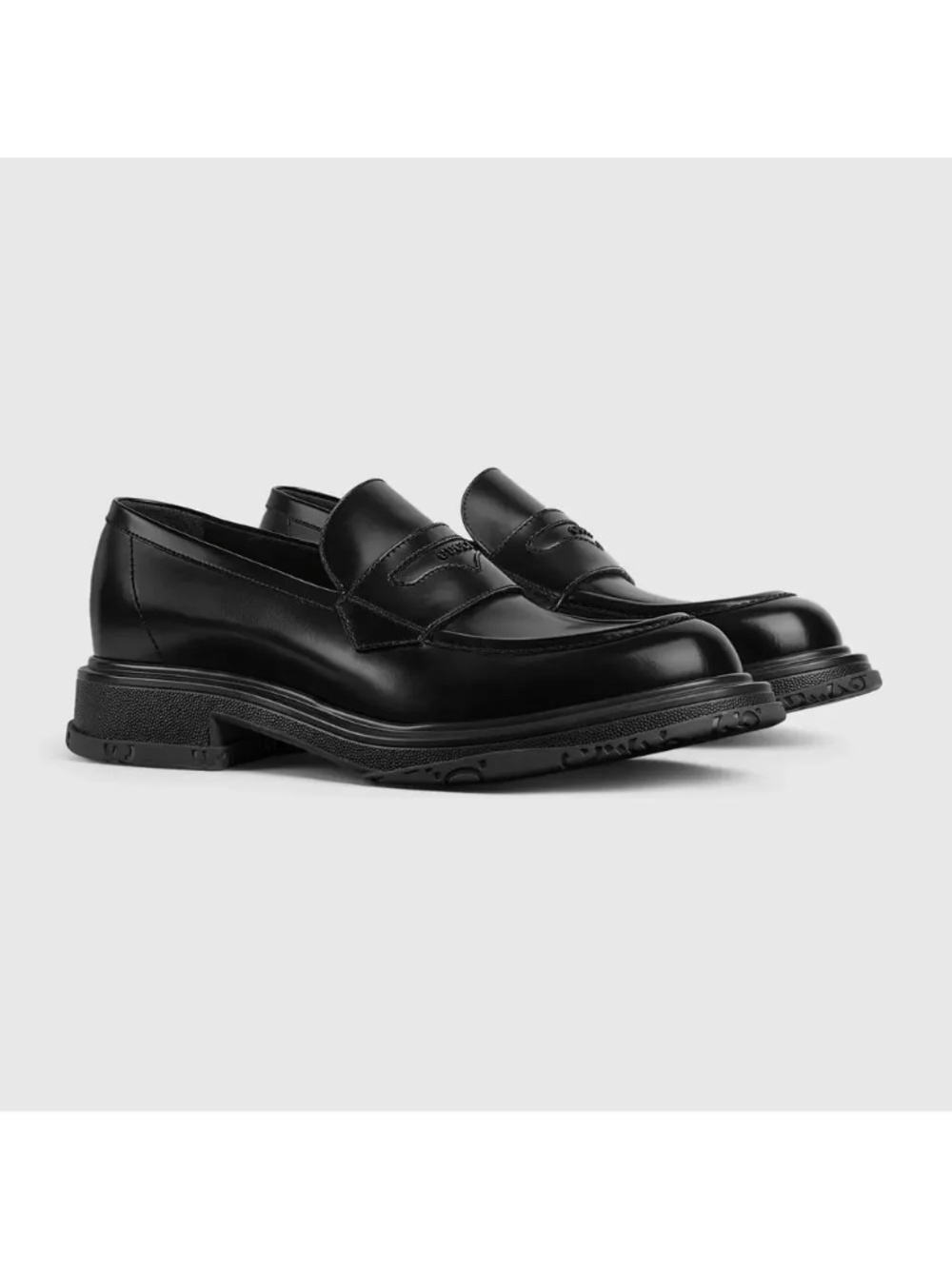 GUCCI Men's Black Leather Loafer W/ Tonal Logo Size 10 (US) NEW 851396 AADEO